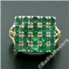 Image 3 : Vintage 14k Gold & Silver Top Round Green Emerald Rectangular Large Platter Ring