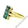 Image 7 : Vintage 14k Gold & Silver Top Round Green Emerald Rectangular Large Platter Ring