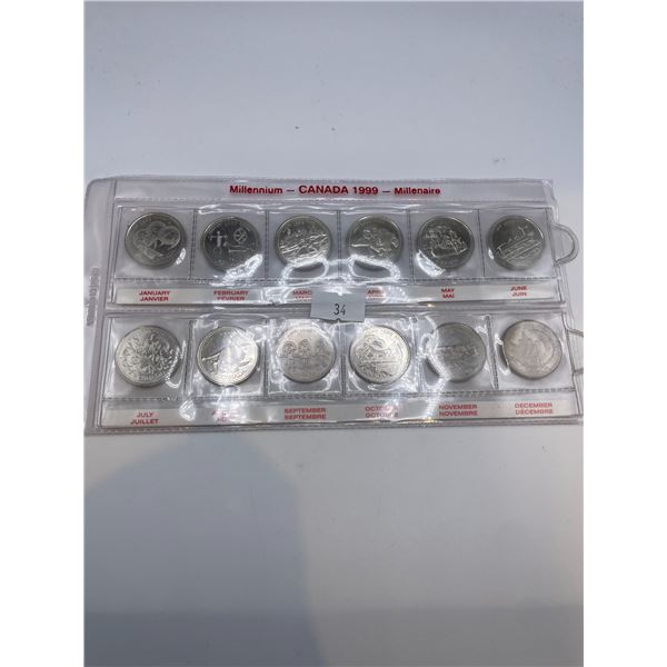 1999 Canadian Millennium Monthly Quarter Set