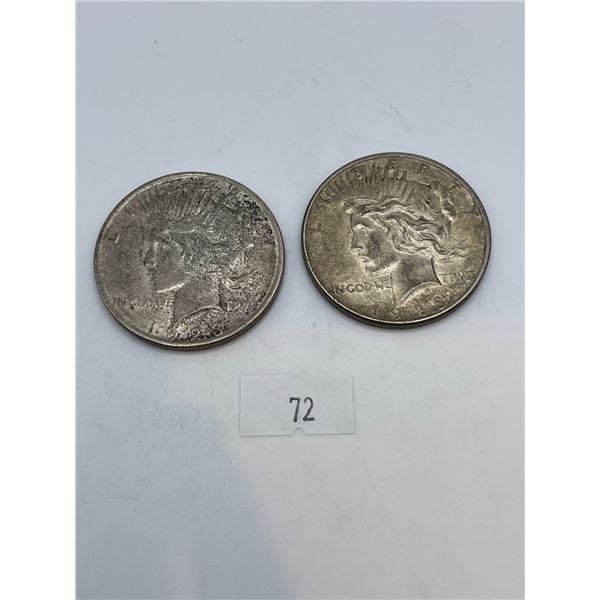 2x 1923D American Peace Dollar 53.46g 90% Silver