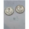 Image 2 : 2x 1964 American Quarters 12.3g 90% Silver