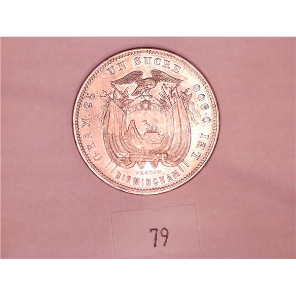 1889 Ecuador Silver Sucre