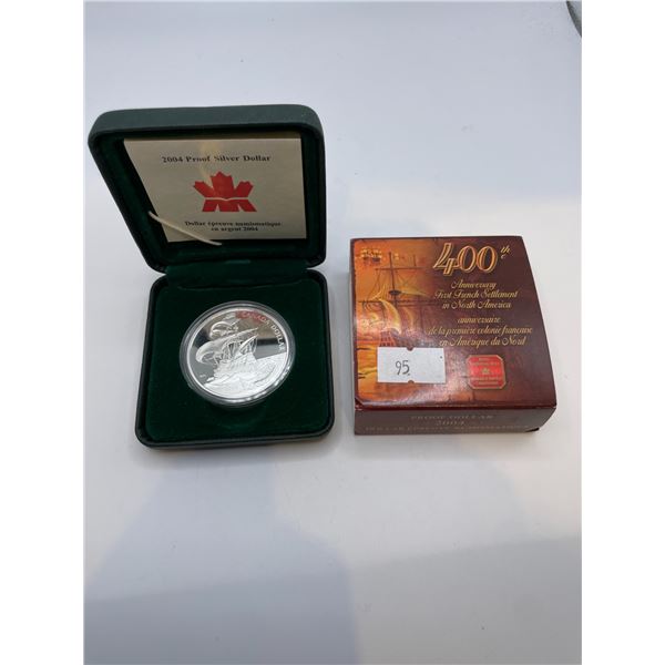 2004 Canadian 400th Anniversary of the First French Settlement in North America Dollar 25.175g 99.99