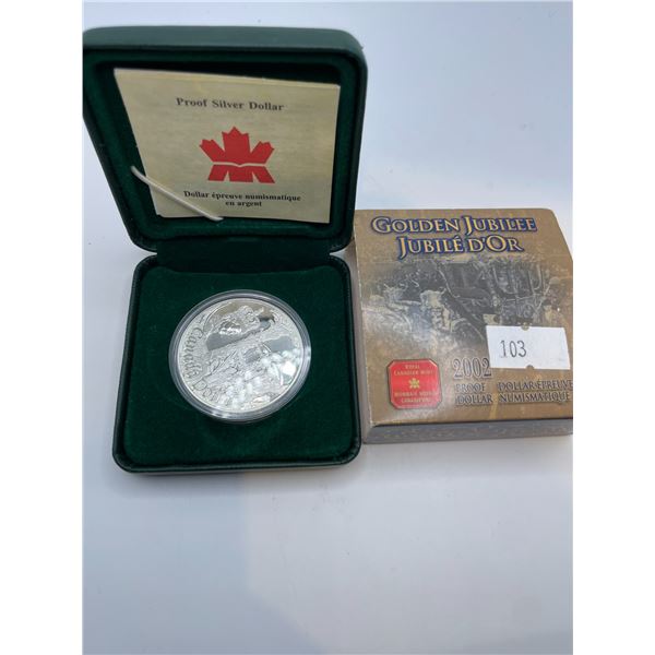 2002 Golden Jubilee Proof Dollar 25.175g 925 Silver