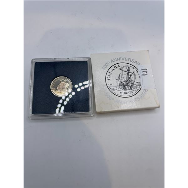 1497-1997 500th Anniversary Canadian 10 Cents 2.4g 925 Silver