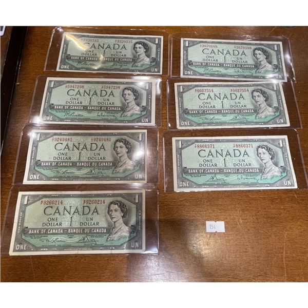 Collection of 1954 Canadian $1 Modified Portrait Bills
