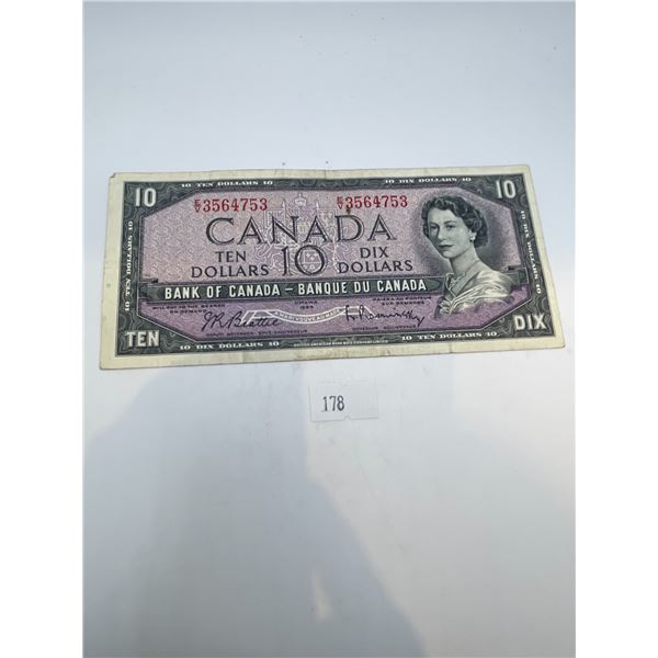 Canadian 1954 Modified Portrait $10 Bill