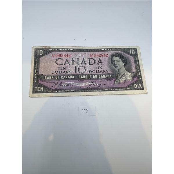 Canadian 1954 Modified Portrait $10 Bill