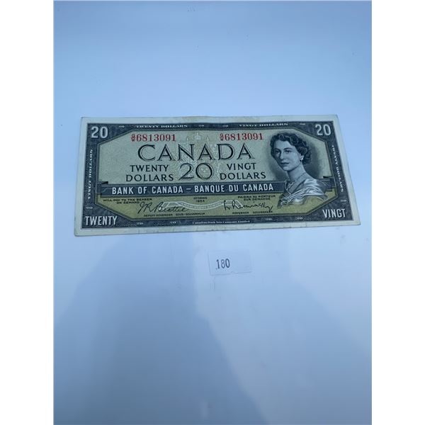 Canadian 1954 Modified Portrait $20 Bill