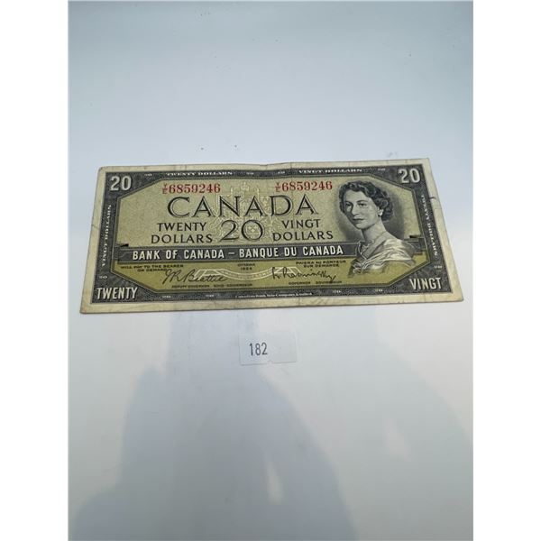 Canadian 1954 Modified Portrait $20 Bill