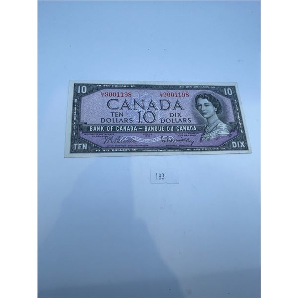 Canadian 1954 Modified Portrait $10 Bill