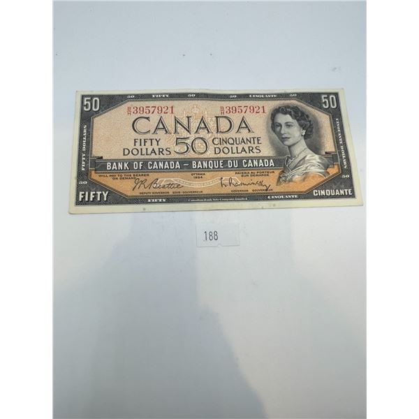 Canadian 1954 Modified Portrait $50 Bill