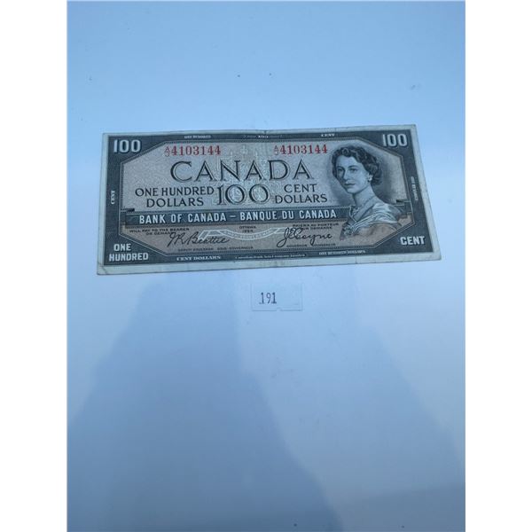 Canadian 1954 Modified Portrait $100 Bill