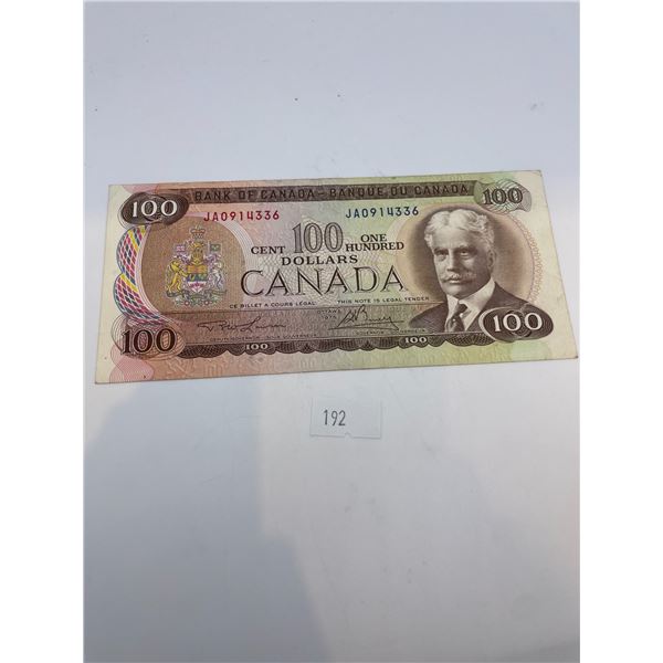 Canadian 1975 $100 Bill