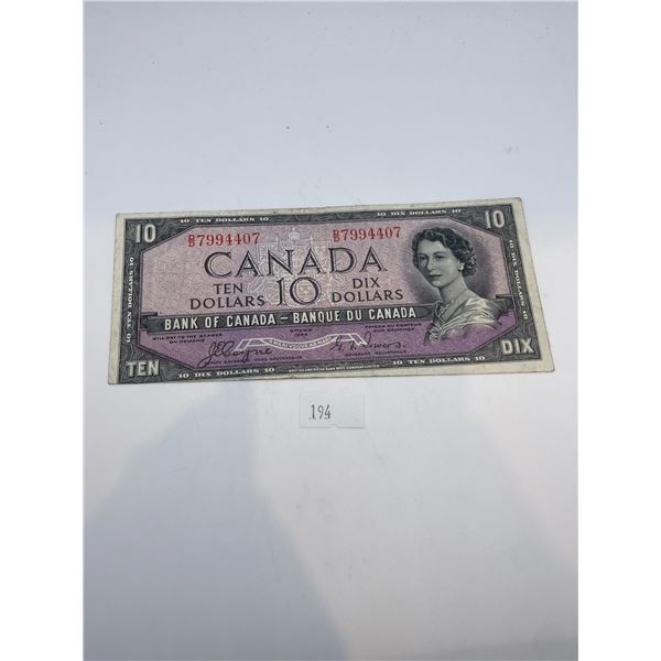 Canadian 1954 Devil's Face $10 Bill