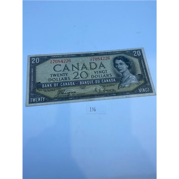 Canadian 1954 Devil's Face $20 Bill