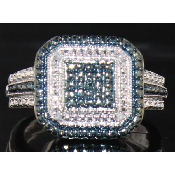 Blue Diamond Dinner Ring - Size 7 - retail appraisal value $449.20 USD (w/ Certificate Of Authentici