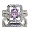 Image 1 : Natural Amethyst & Diamond Ring - Size 7.25 - retail appraisal value $280 USD (w/ Certificate Of Aut