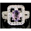 Image 2 : Natural Amethyst & Diamond Ring - Size 7.25 - retail appraisal value $280 USD (w/ Certificate Of Aut