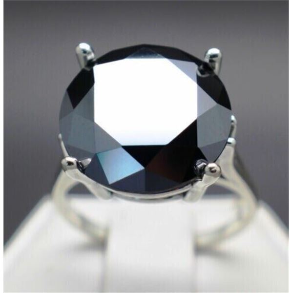 Giant 12.00ct Natural Black Diamond Women Ring - Size 7 - retail appraisal value $8,820.00 USD (w/ C