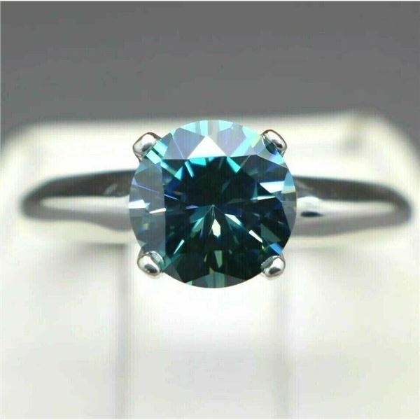 Big 4.75ct Blue Moissanite Ring - Size 7 - retail appraisal value $2,232.50 USD (w/ Certificate Of A