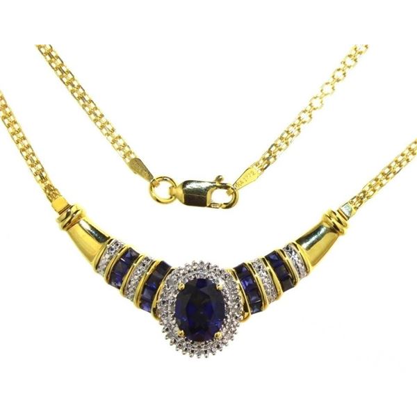 2.66ct Sapphire & Natural Diamond Evening Necklace - retail appraisal value $440 USD (w/ Certificate