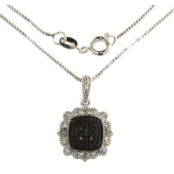 Genuine Elegant Natural Black & White Diamond Necklace - retail appraisal value $490 USD (w/ Certifi