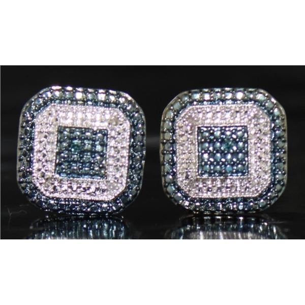 Genuine Blue Diamond Earrings Natural Diamond Accented - retail appraisal value $520 USD (w/ Certifi