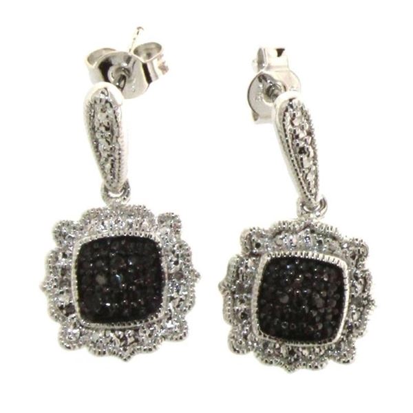 Genuine Elegant Natural Black & White Diamond Earrings - retail appraisal value $520 USD (w/ Certifi