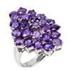 Image 2 : 14K White Gold Plated & Unheated Round Amethyst Ring - Size 6 - retail appraisal value $430 USD (w/