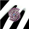 Image 3 : 14K White Gold Plated & Unheated Marquise Rhodolite Garnet Tanzanite Ring - Size 8 - retail appraisa