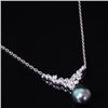 Image 1 : 12 x 10mm Tahitian Freshwater Pearl Silver Necklace - retail appraisal value $341.89 USD