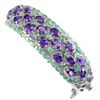 Image 1 : 14K White Gold Plated w/ Unheated Amethyst & Emeral Silver Bangle - retail appraisal value $1,887.00