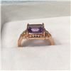 Image 2 : 14K Rose Gold Plated & Unheated Octagon Cut Purple Amethyst Ring - Size 7 (w/ Certificate Of Authent