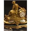 Image 2 : Antique French Gilt-Bronze style heavy metal figure mantel clock w/ wooden painted base - approx. 2f