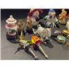 Image 2 : Group of misc. decorative miniature items include - snowmen, clowns, rocking horses, wine stoppers,