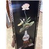 Image 2 : Vintage Chinese black lacquer decorative panel (appears to be inlaid jade stone & mother of pearl -