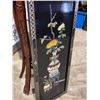 Image 2 : Vintage Chinese black lacquer decorative panel (appears to be inlaid jade stone & mother of pearl -