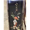 Image 2 : Vintage Chinese black lacquer decorative panel (appears to be inlaid jade stone & mother of pearl -
