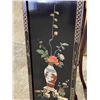 Image 2 : Vintage Chinese black lacquer decorative panel (appears to be inlaid jade stone & mother of pearl -