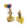 Image 1 : Group of 2 decorative clown miniature statues includes - 24k gold plated on quartz by artist Ron 198