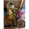 Image 2 : Large group of assorted dolls includes - wooden & porcelain clowns, Chinese Zhong Guo Min Zhu, etc..