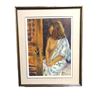 Image 1 : Framed original "Girl Looking Away" "Seule" painting on canvas signed by artist D.J.P. - approx. 24i