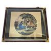 Image 1 : Framed original Chinese circular painting print - 33in x 20in