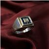 Image 2 : Men's 925 sterling silver swiss blue topaz ring - estate jewelry