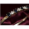 Image 2 : 14K Gold Bangle w/ Diamonds & Blue Sapphire - retail $2,945.10 CAD(w/ Certificate of Authenticity &