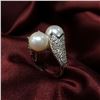 Image 2 : Group of 4 pearls 925 Sterling Silver rings - includes 1 Stauer ring - estate jewelry