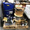 Image 1 : Pallet of misc. - includes paint cans/ acrylic paint tubes/ cable spool/ Micolin ES528 200KGS tub