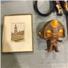 Image 2 : Group of estate items - framed wall hanging prints/ Assassins Creed Odyssey figurine etc.