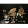 Image 1 : Group of assorted decorative items from estate - includes glass decor miniature/ sculpture/ stone de